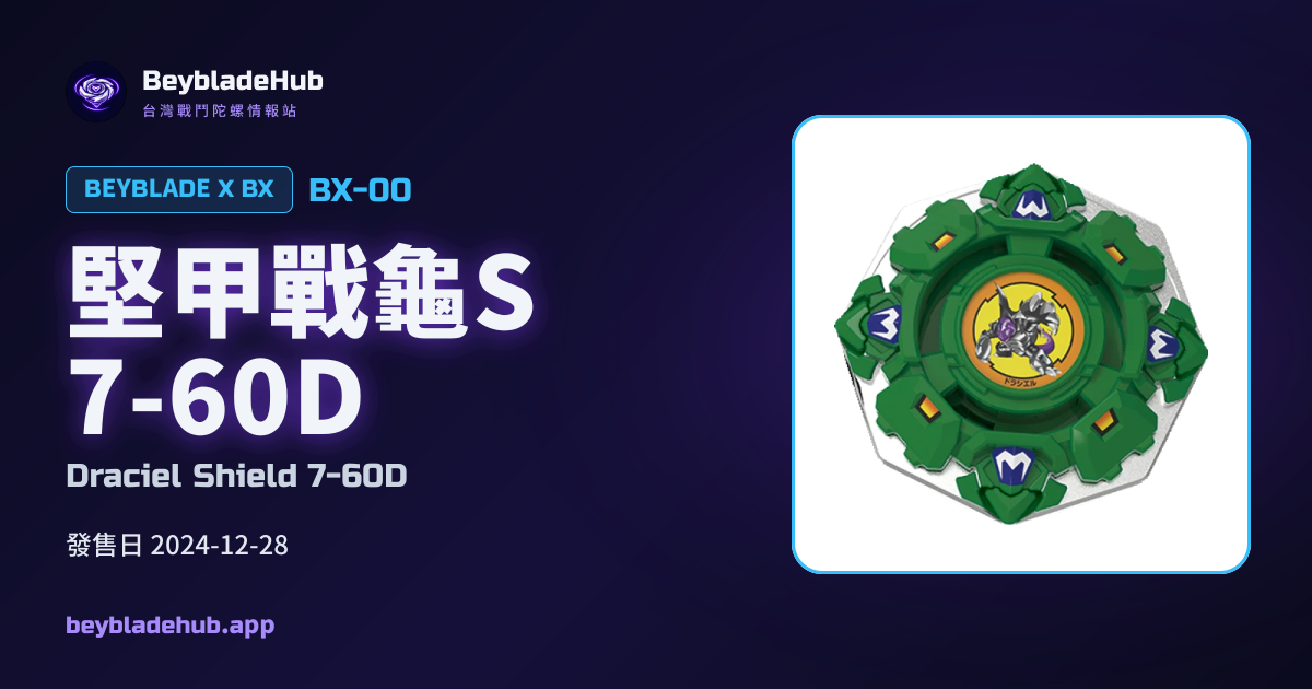 Draciel Shield 7-60D (BX-00) — Beyblade X Combo & Parts