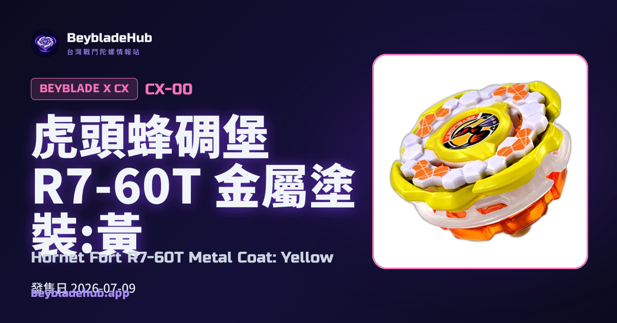 Hornet Fort R7-60T Metal Coat: Yellow (CX-00) — Beyblade X Combo