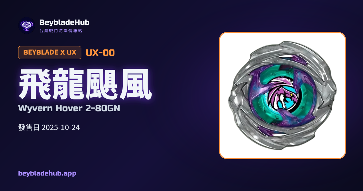 Wyvern Hover 2-80GN (UX-00) — Beyblade X Combo & Parts